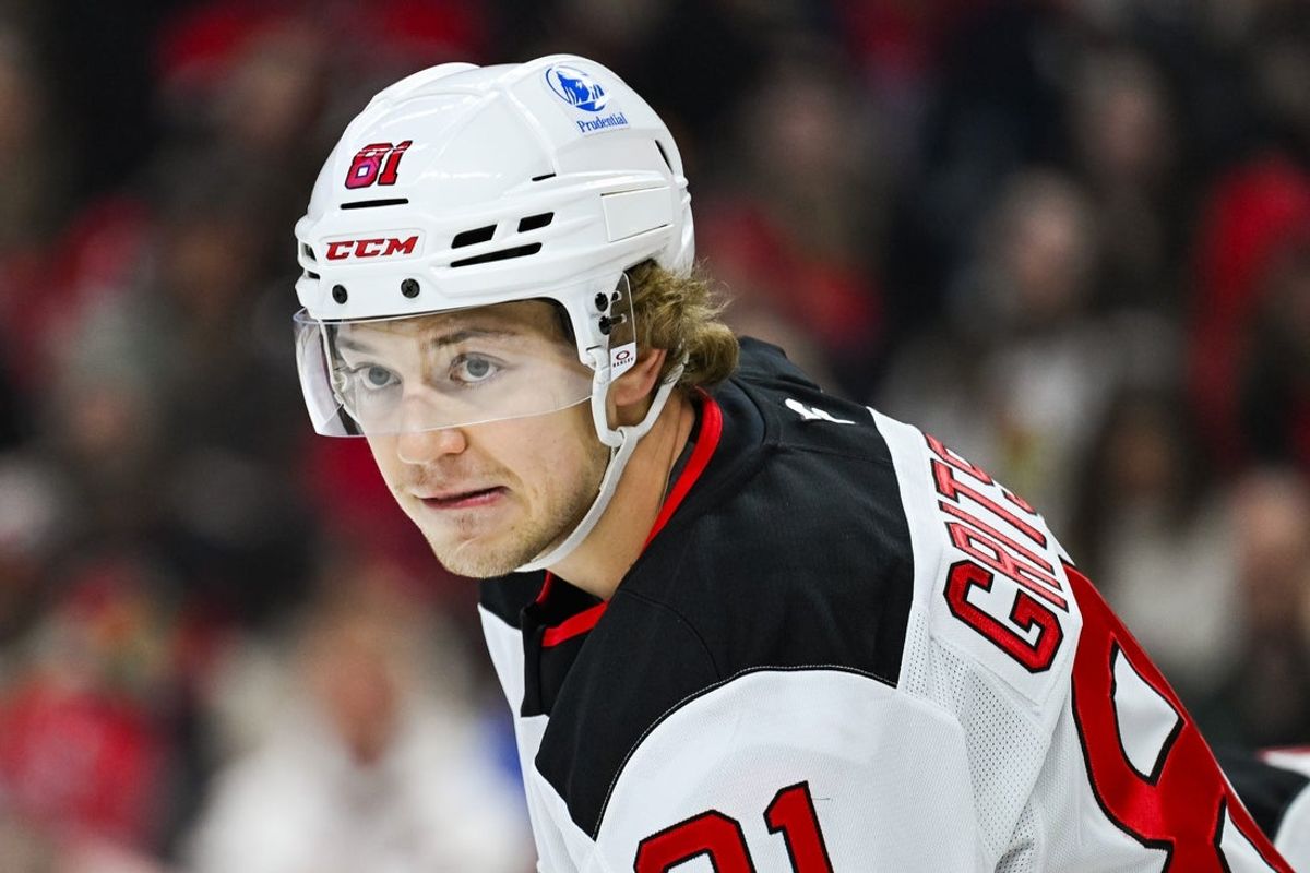 Jan 31, 2026; Ottawa, Ontario, CAN; New Jersey Devils right wing Arseny Gritsyuk (81) looks on against the Ottawa Senators during the first period at Canadian Tire Centre. Mandatory Credit: David Kirouac-Imagn Images