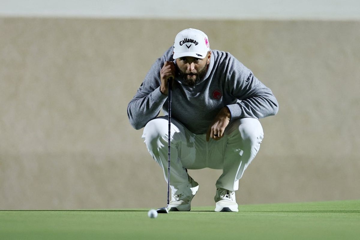 [US, Mexico & Canada customers only] Feb 6, 2026; Riyadh, SAUDI ARABIA;   Jon Rahm in action during the third round of play at LIV Golf Riyadh at the Riyadh Golf Club. Mandatory Credit: Hamad I Mohammed/Reuters via Imagn Images