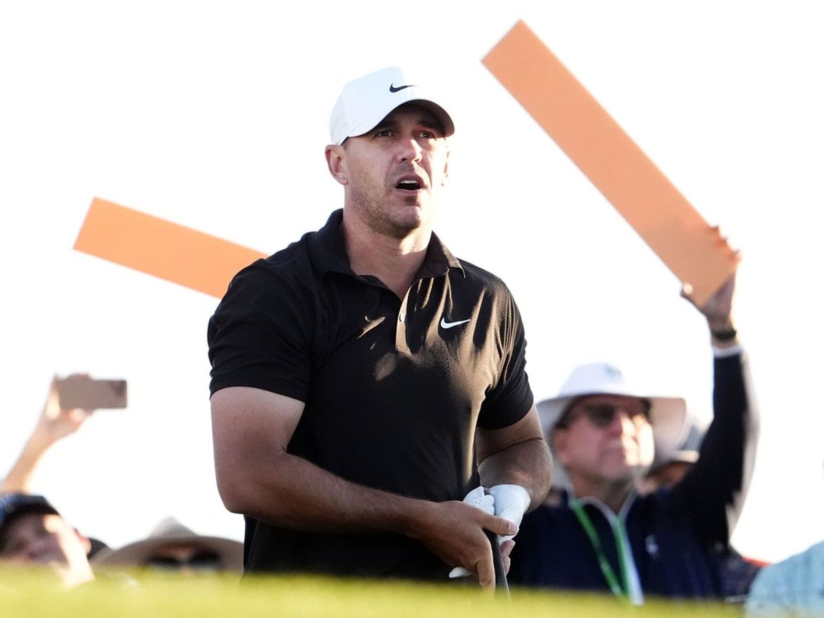 Brooks Koepka reacts to his tee shot on the 10th hole during Round 2 at the WM Phoenix Open on Feb. 6, 2026, at TPC Scottsdale.
