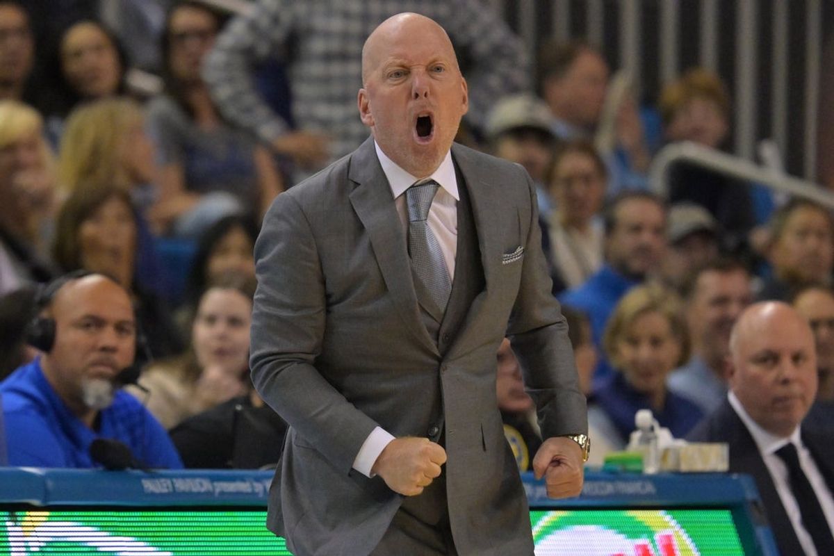 Feb 7, 2026; Los Angeles, California, USA;  UCLA Bruins head coach Mick Cronin reacts on the bench against the Washington Huskies at Pauley Pavilion presented by Wescom Financial. Mandatory Credit: Jayne Kamin-Oncea-Imagn Images