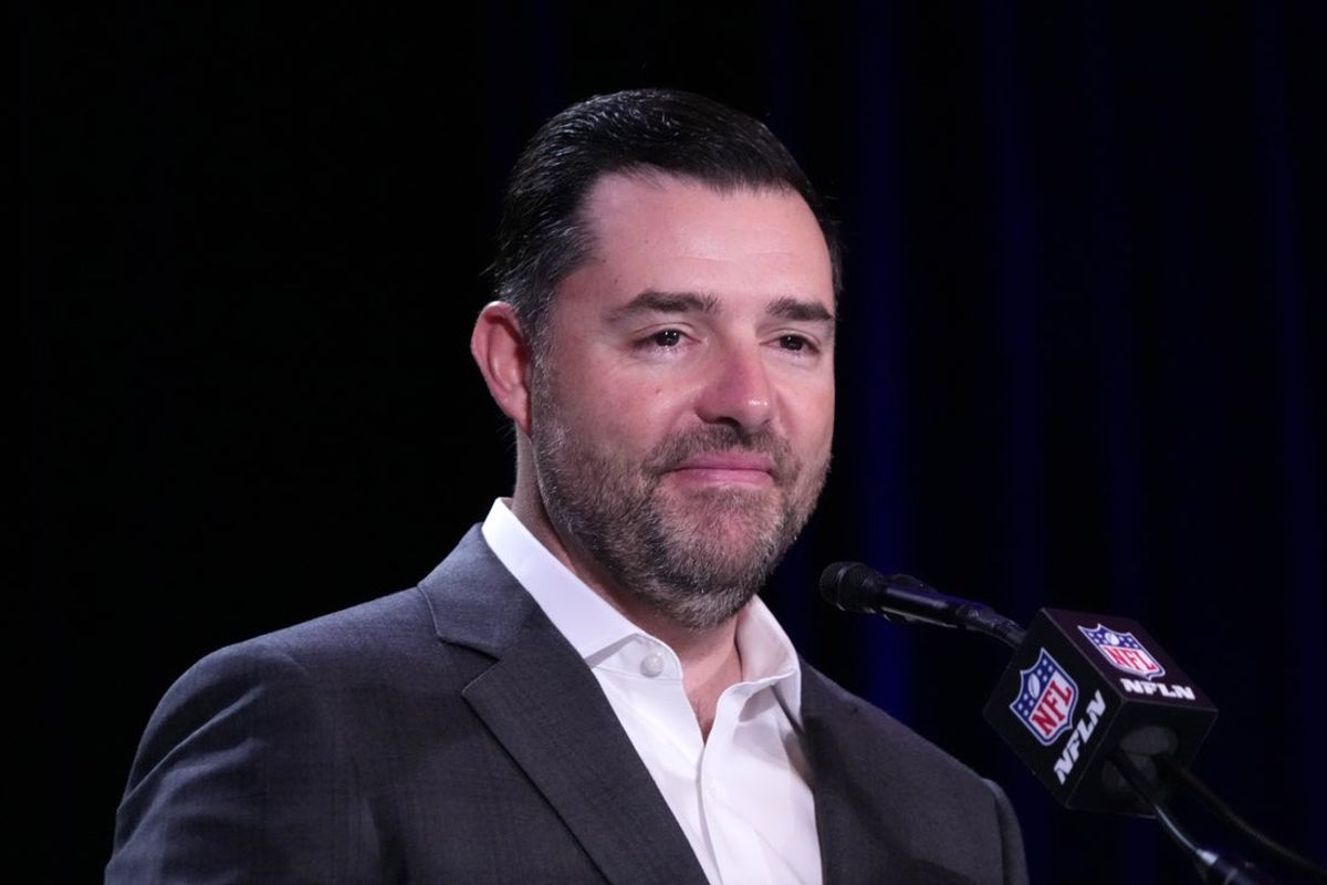 Feb 9, 2026; San Francisco, CA, USA; San Francisco 49ers owner Jed York speaks at the Super Bowl LX host committee handoff press conference at Moscone Center. Mandatory Credit: Kirby Lee-Imagn Images