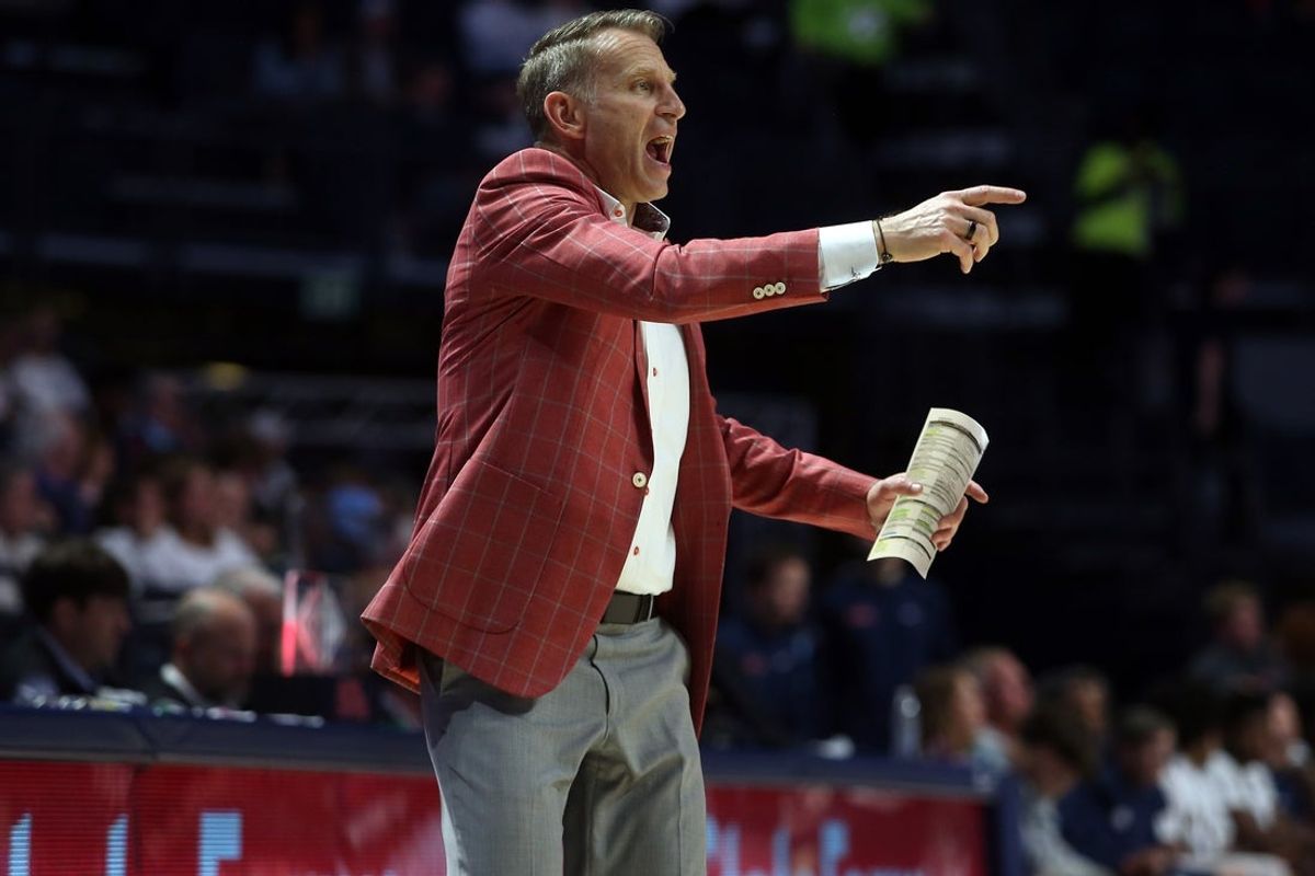 Feb 11, 2026; Oxford, Mississippi, USA; Alabama Crimson Tide head coach Nate Oats reacts during the second half against the Mississippi Rebels at The Sandy and John Black Pavilion at Ole Miss. Mandatory Credit: Petre Thomas-Imagn Images