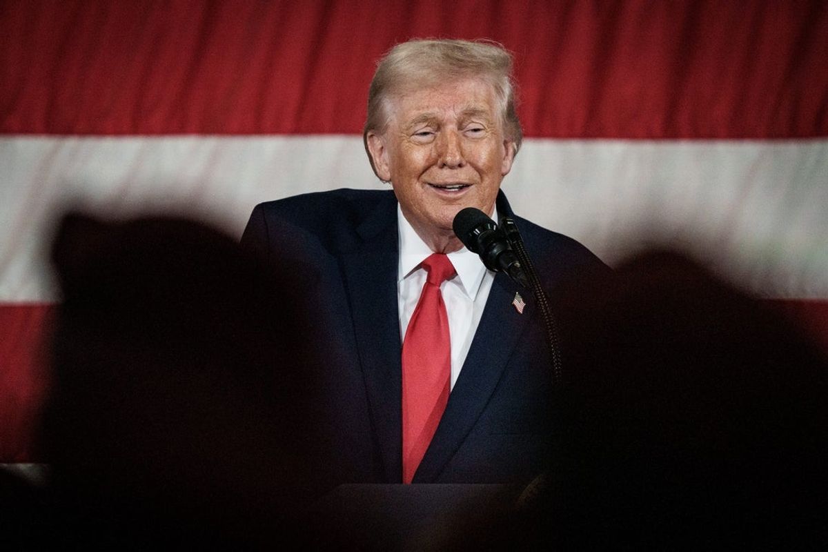 President Donald Trump speaks to a crowd of soldiers on Friday, Feb. 13, 2026, at Fort Bragg.