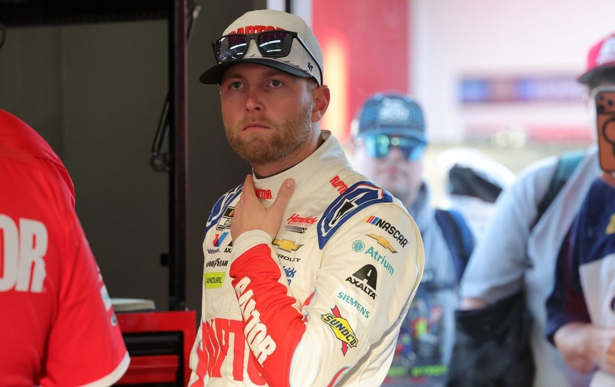 Feb 13, 2026; Daytona Beach, Florida, USA; NASCAR Cup Series driver William Byron (24) during NASCAR Cup Series practice at Daytona International Speedway. Mandatory Credit: Mike Dinovo-Imagn Images