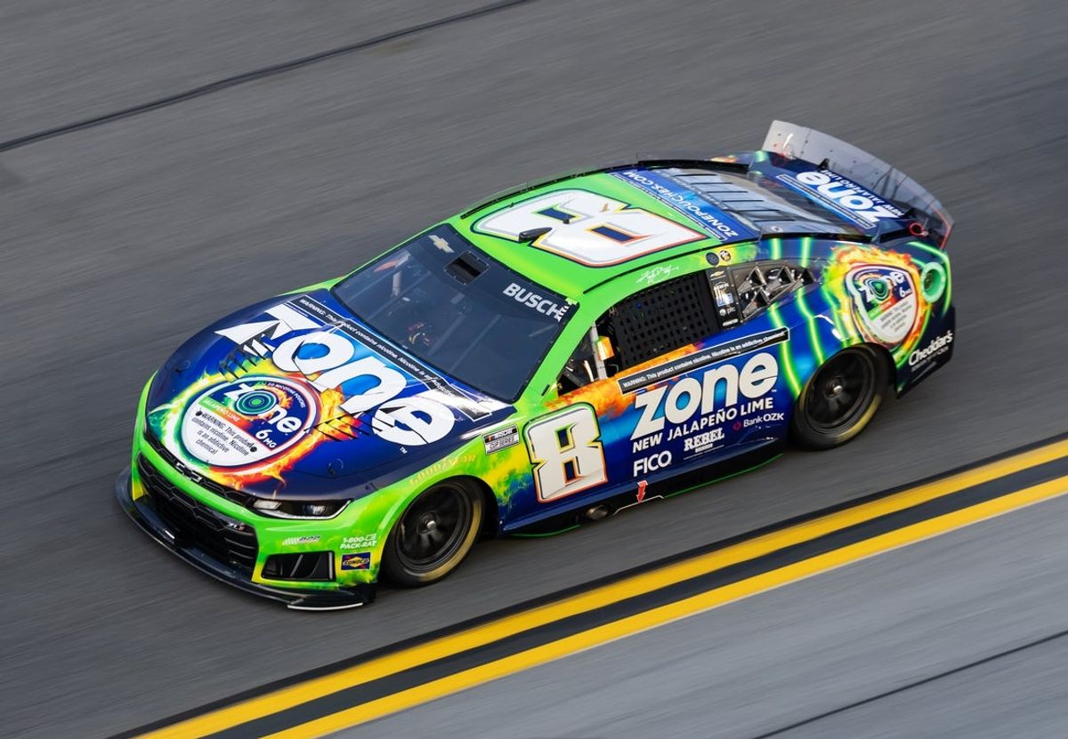 Feb 13, 2026; Daytona Beach, Florida, USA; NASCAR Cup Series driver Kyle Busch (8) during practice for the Daytona 500 at Daytona International Speedway. Mandatory Credit: Mark J. Rebilas-Imagn Images