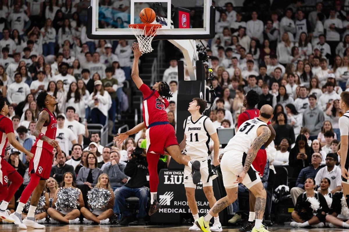 Feb 14, 2026; Providence, Rhode Island, USA; St. John’s University Red Storm forward/guard Bryce Hopkins (23) shoots during the first half of the game against the Providence College Friars at Amica Mutual Pavilion. Mandatory Credit: Natalie Reid-Imagn Images