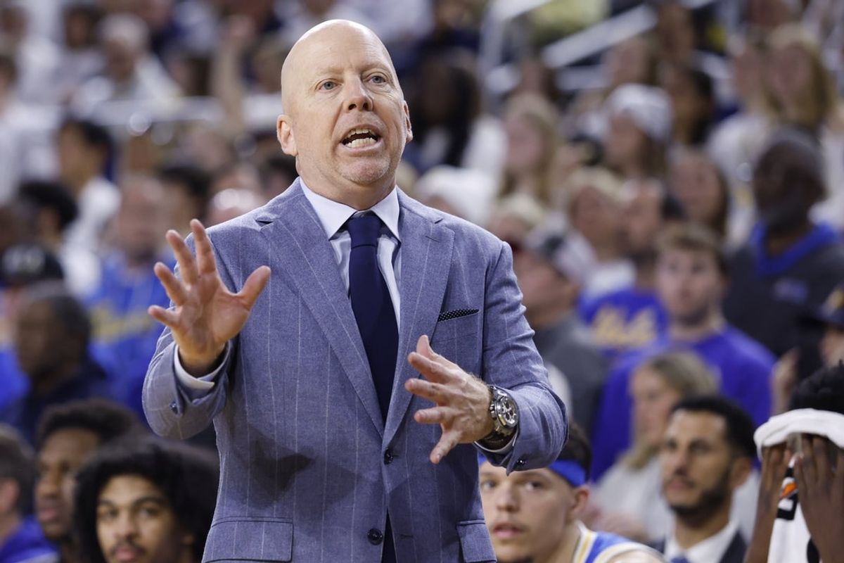 Feb 14, 2026; Ann Arbor, Michigan, USA; UCLA Bruins head coach Mick Cronin reacts in the second half against the Michigan Wolverines at Crisler Center. Mandatory Credit: Rick Osentoski-Imagn Images