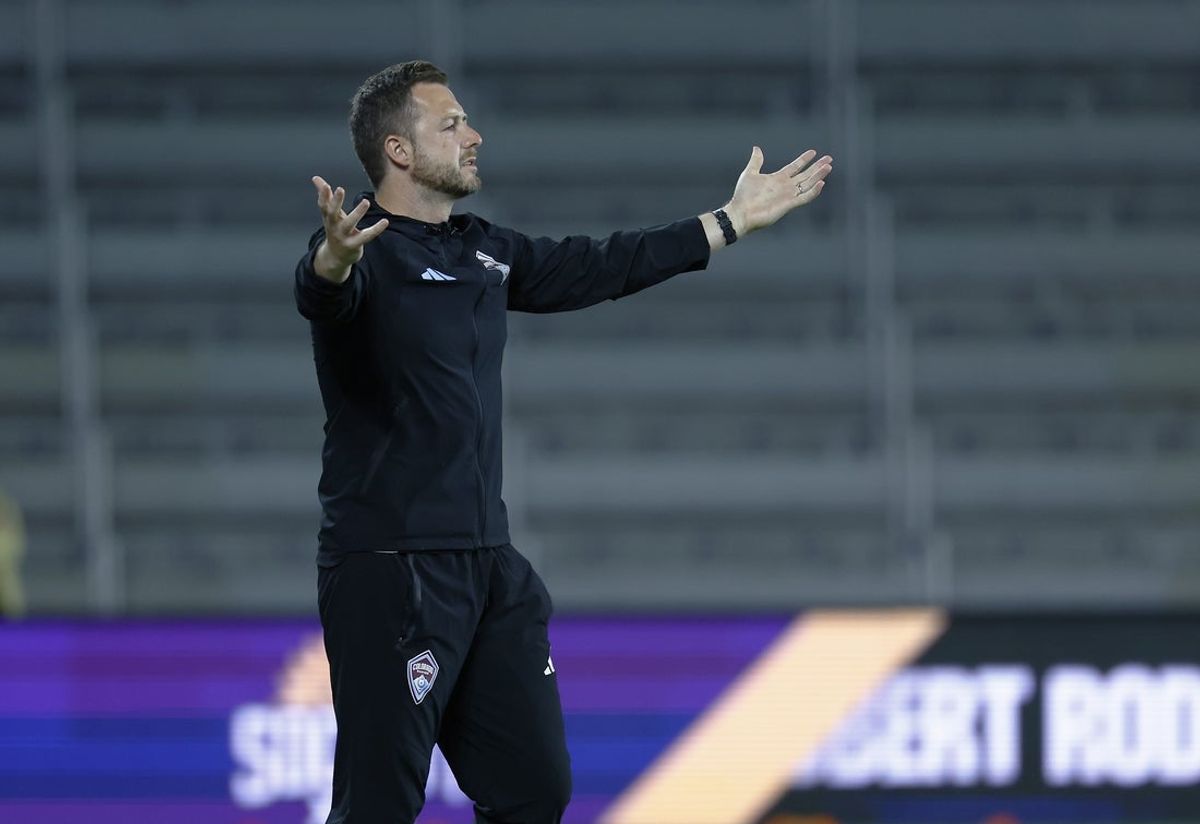 Feb 14, 2026; Orlando, Florida, USA;  Colorado Rapids head coach Matt Wells in the first half against the Orlando City SC at Inter&Co Stadium. Mandatory Credit: Russell Lansford-Imagn Images