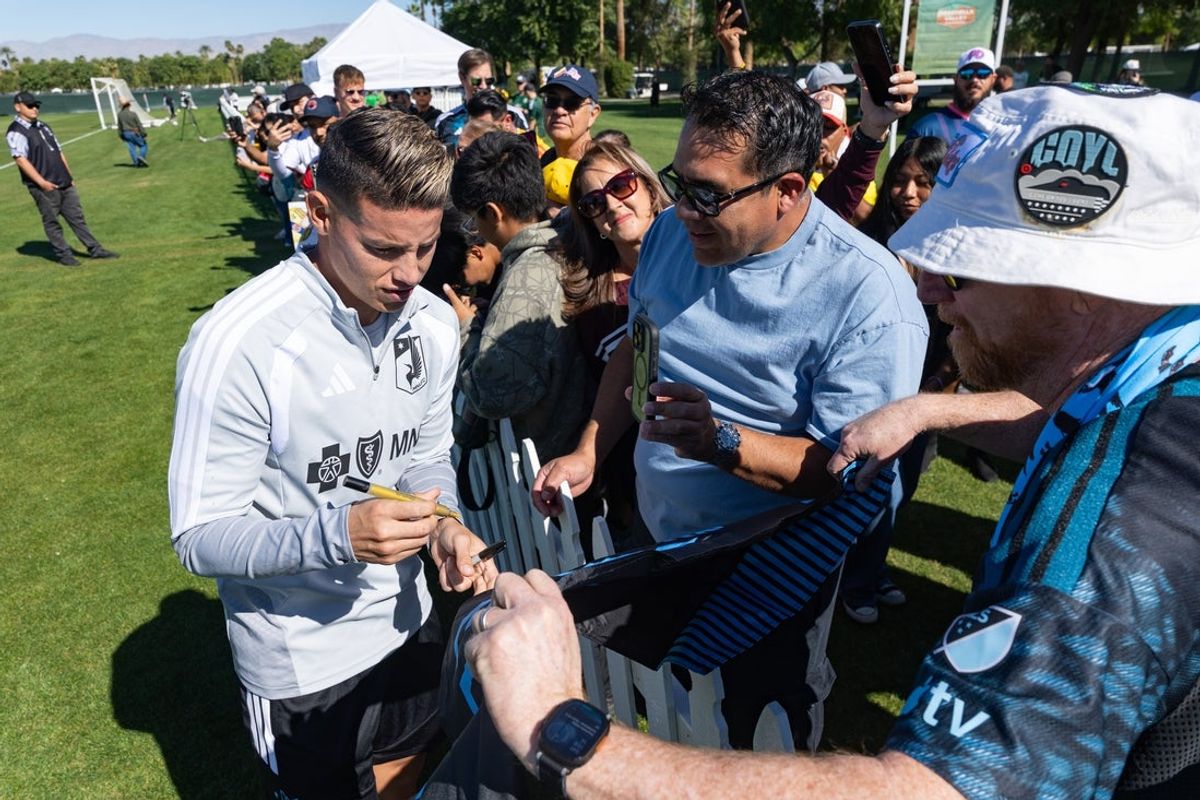 Feb 14, 2026; Indio, California, USA;  Minnesota United FC midfielder James Rodriguez (24) at Empire Polo Club. Mandatory Credit: William Navarro-Imagn Images