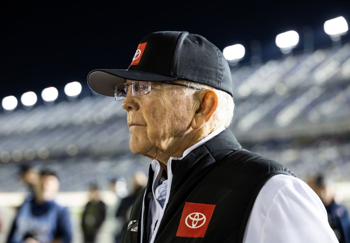 Feb 11, 2026; Daytona Beach, Florida, USA; NASCAR Cup Series team owner Joe Gibbs during qualifying for the Daytona 500 at Daytona International Speedway. Mandatory Credit: Mark J. Rebilas-Imagn Images