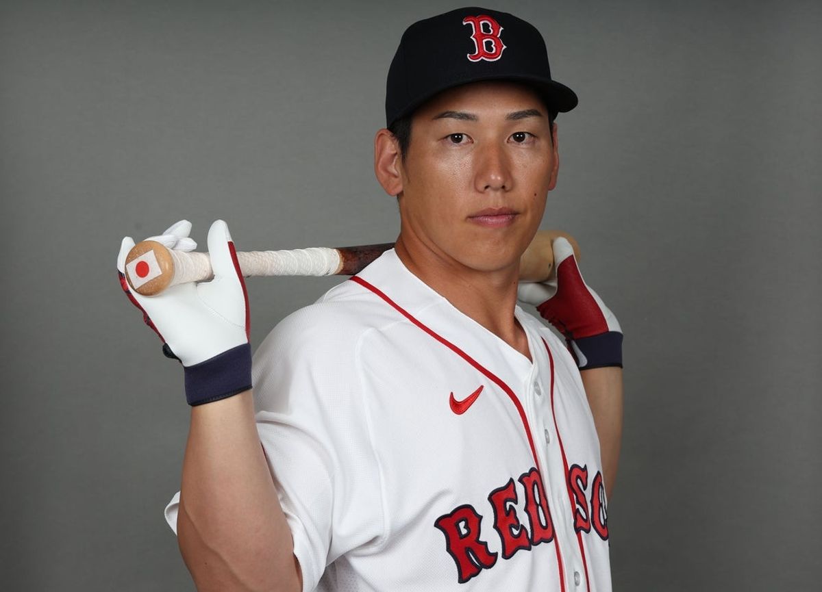 Feb 17, 2026; Lee County, FL, USA;  Boston Red Sox left fielder Masataka Yoshida (7) poses for a photo during media day at JetBlue Park. Mandatory Credit: Kim Klement Neitzel-Imagn Images