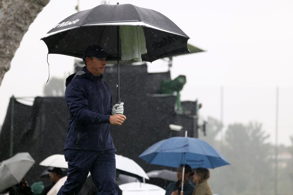 Feb 19, 2026; Pacific Palisades, California, USA;   Rory McIlroy walks on the third hole during the first round of the The Genesis Invitational golf tournament at Riviera Country Club. Mandatory Credit: Kiyoshi Mio-Imagn Images