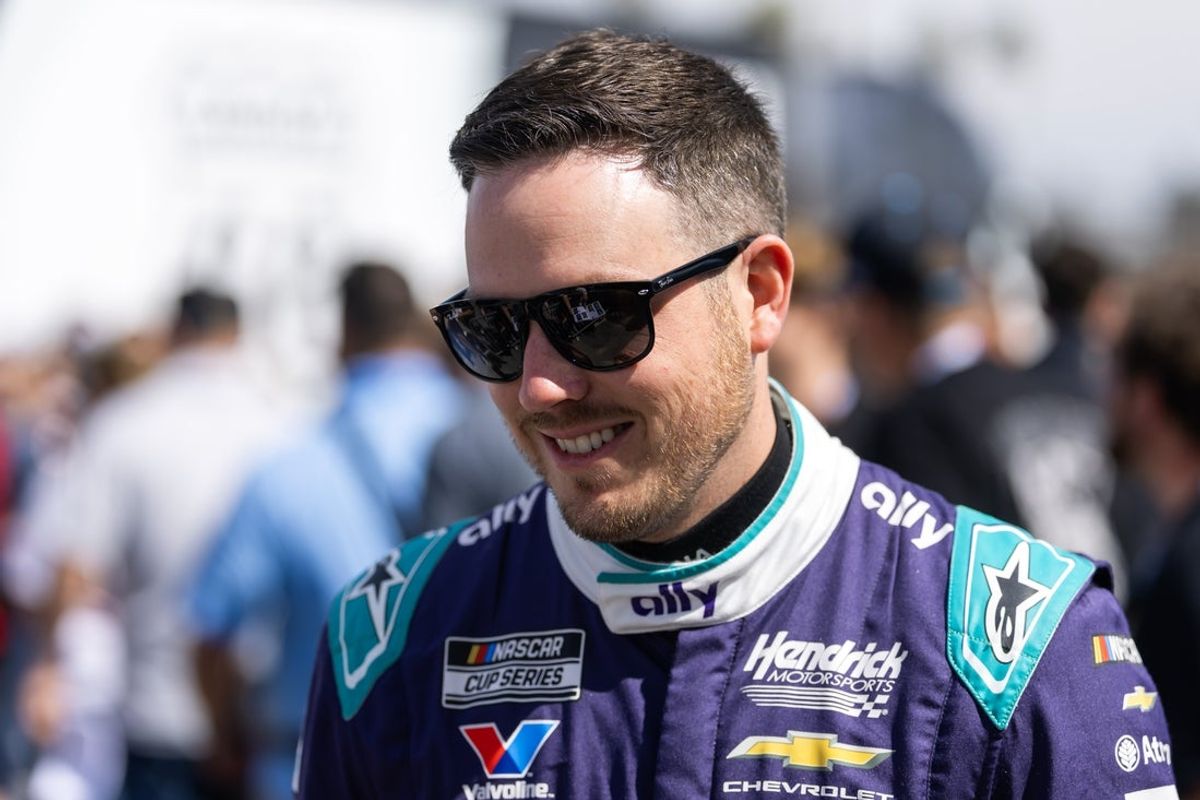 Feb 15, 2026; Daytona Beach, Florida, USA; NASCAR Cup Series driver Alex Bowman (48) during the 68th running of the Daytona 500 at Daytona International Speedway. Mandatory Credit: Mark J. Rebilas-Imagn Images