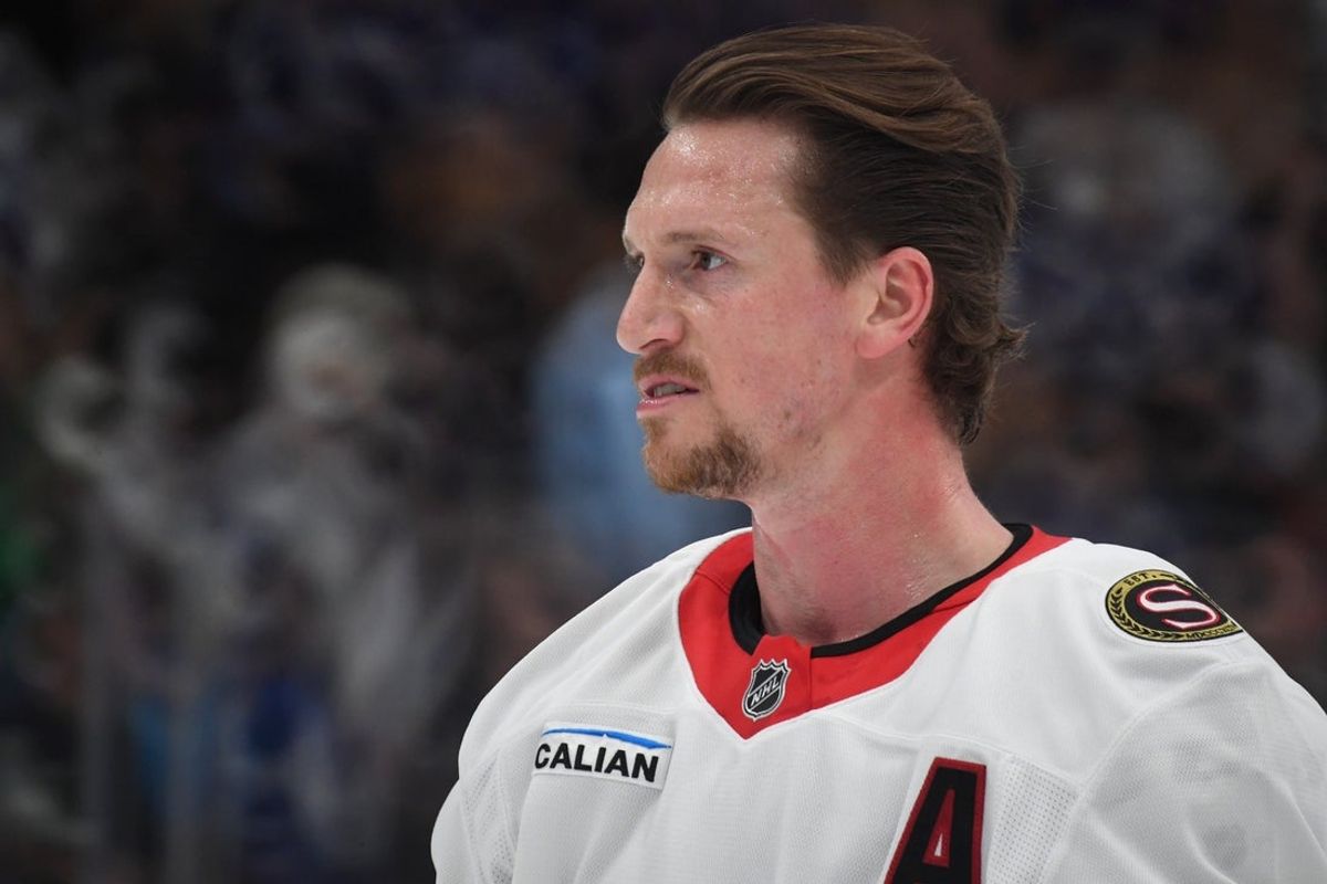 Feb 28, 2026; Toronto, Ontario, CAN;  Ottawa Senators defenseman Thomas Chabot (72) warms up before playing the Toronto Maple Leafs at Scotiabank Arena. Mandatory Credit: Dan Hamilton-Imagn Images
