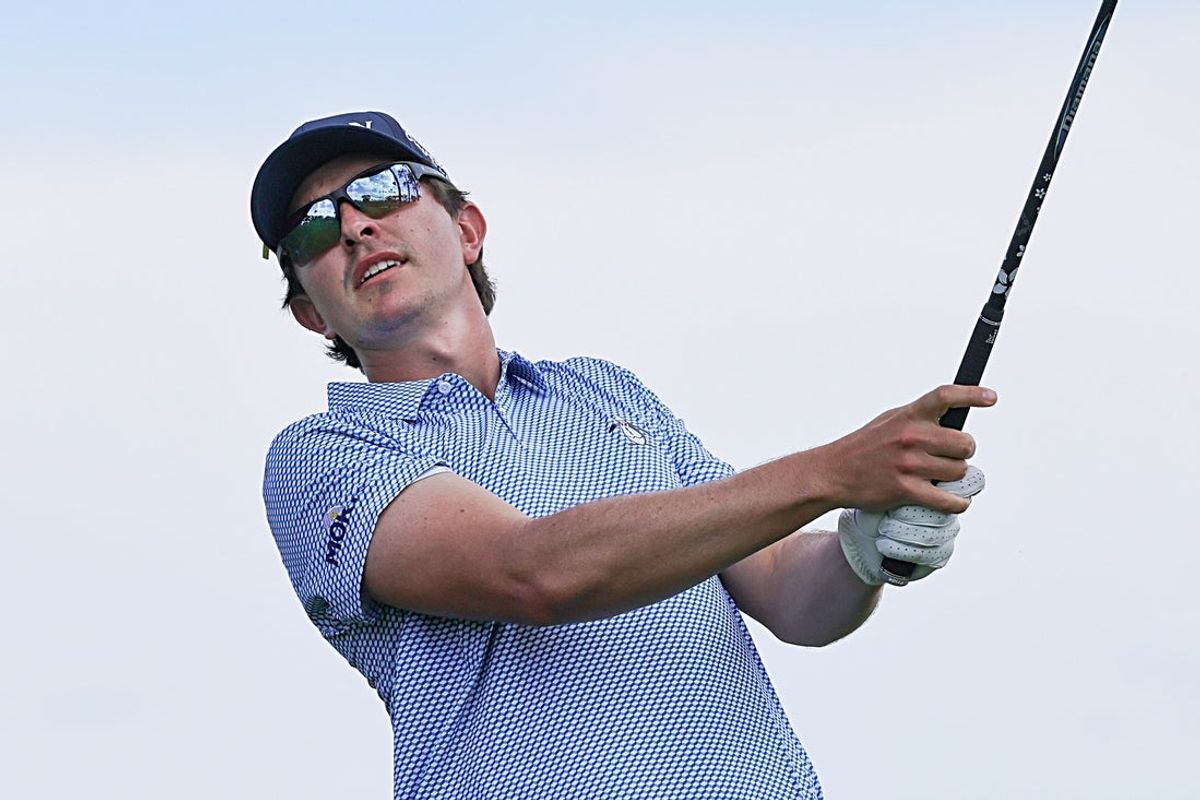 Mar 1, 2026; Palm Beach Gardens, Florida, USA; Nico Echavarria hits his tee shot on the second hole during the final round of the Cognizant Classic golf tournament. Mandatory Credit: Reinhold Matay-Imagn Images