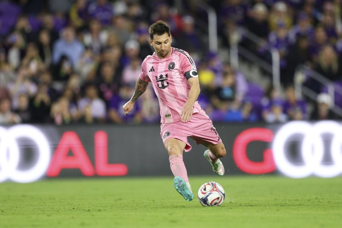 Mar 1, 2026; Orlando, Florida, USA; Inter Miami CF forward Lionel Messi (10) scores a goal against Orlando City in the second half at Inter&Co Stadium. Mandatory Credit: Nathan Ray Seebeck-Imagn Images