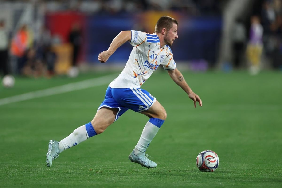 Mar 1, 2026; San Diego, California, USA; San Diego FC midfielder Anders Dreyer (10) controls the ball against the St. Louis CITY SC during the first half at Snapdragon Stadium. Mandatory Credit: Abe Arredondo-Imagn Images