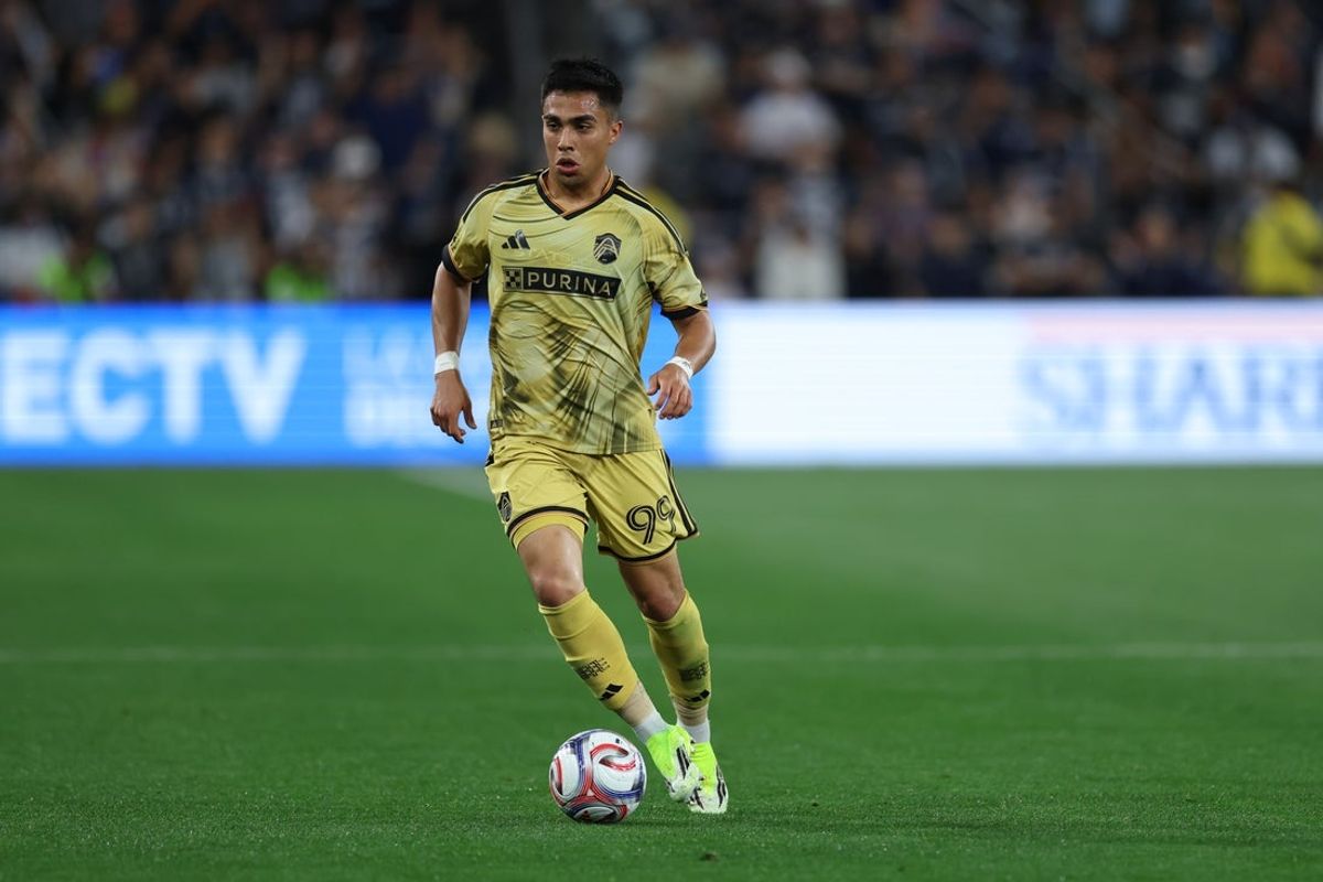 Mar 1, 2026; San Diego, California, USA; St. Louis CITY SC defender Jaziel Orozco (99) controls the ball against the San Diego FC during the second half at Snapdragon Stadium. Mandatory Credit: Abe Arredondo-Imagn Images