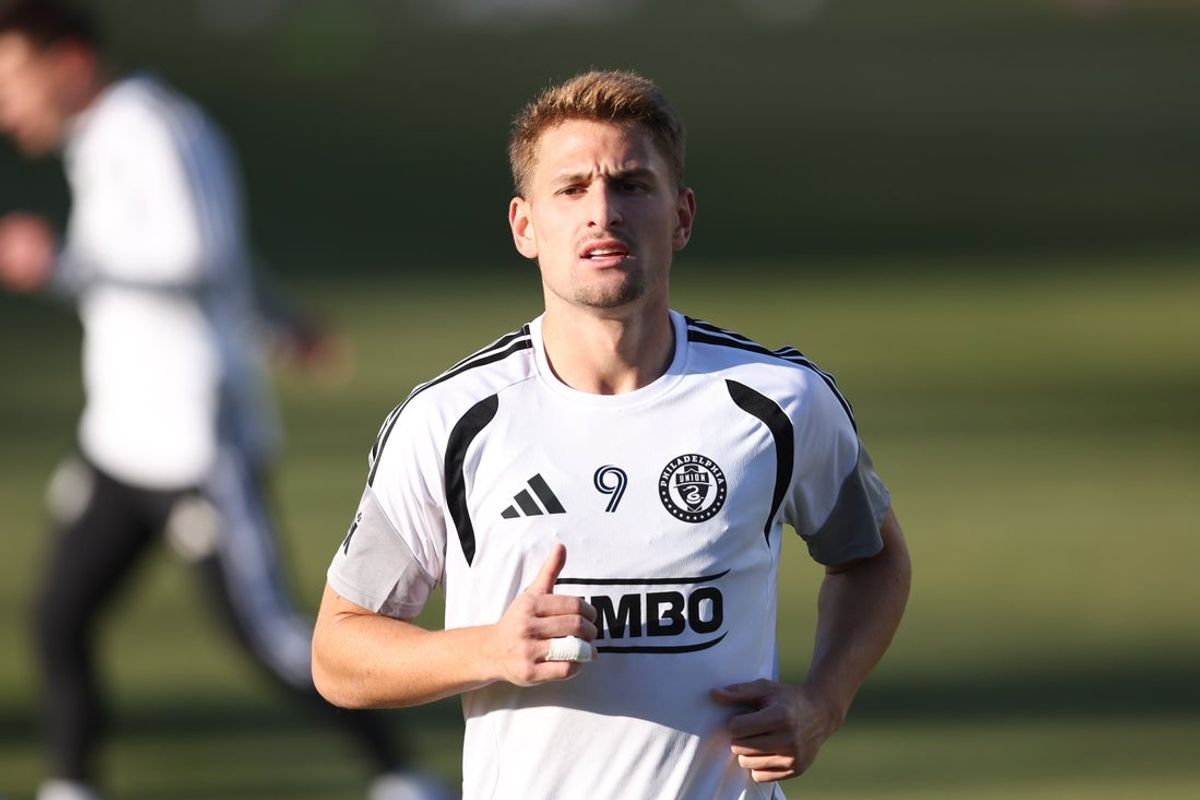 Mar 1, 2026; Chester, Pennsylvania, USA; Philadelphia Union forward Bruno Damiani (9) before a game against New York City FC at Subaru Park. Mandatory Credit: Bill Streicher-Imagn Images
