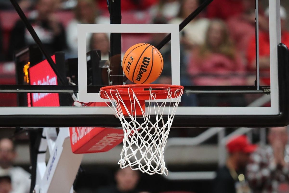 Feb 24, 2026; Lubbock, Texas, USA;  A general view of the game ball at the net in the second half of the game between the Cincinnati Bearcats and the Texas Tech Red Raiders at United Supermarkets Arena. Mandatory Credit: Michael C. Johnson-Imagn Images