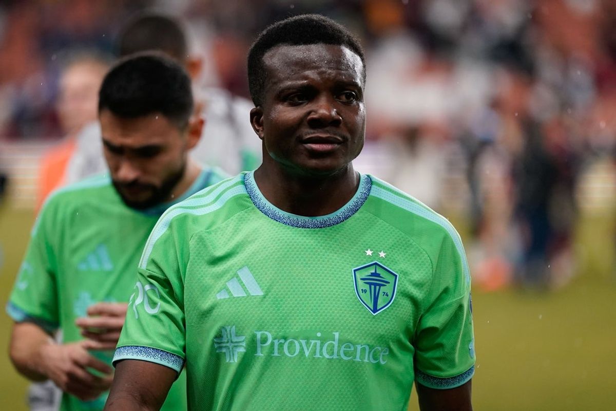 Feb 28, 2026; Sandy, Utah, USA; Seattle Sounders defender Nouhou Tolo (5) walks off the field after a game against Real Salt Lake at America First Field. Mandatory Credit: Aaron Baker-Imagn Images