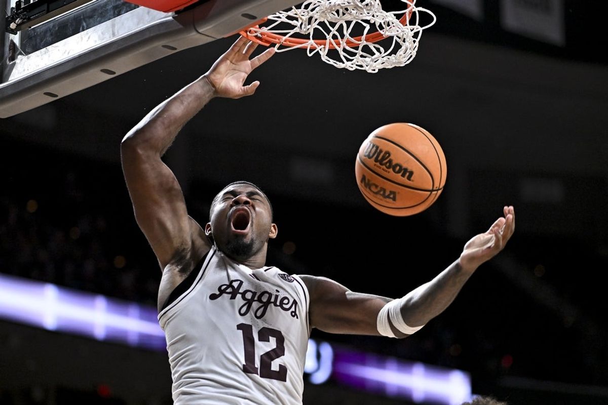 Mar 3, 2026; College Station, Texas, USA; Texas A&M Aggies forward Rashaun Agee (12) reacts during the second half against the Kentucky Wildcats at Reed Arena. Mandatory Credit: Maria Lysaker-Imagn Images