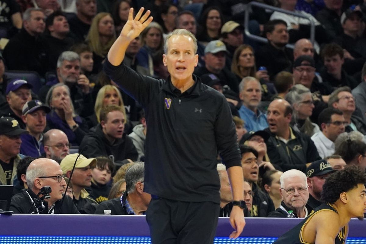 Mar 4, 2026; Evanston, Illinois, USA; Northwestern Wildcats head coach Chris Collins gestures to his team against the Purdue Boilermakers during the second half at Welsh-Ryan Arena. Mandatory Credit: David Banks-Imagn Images
