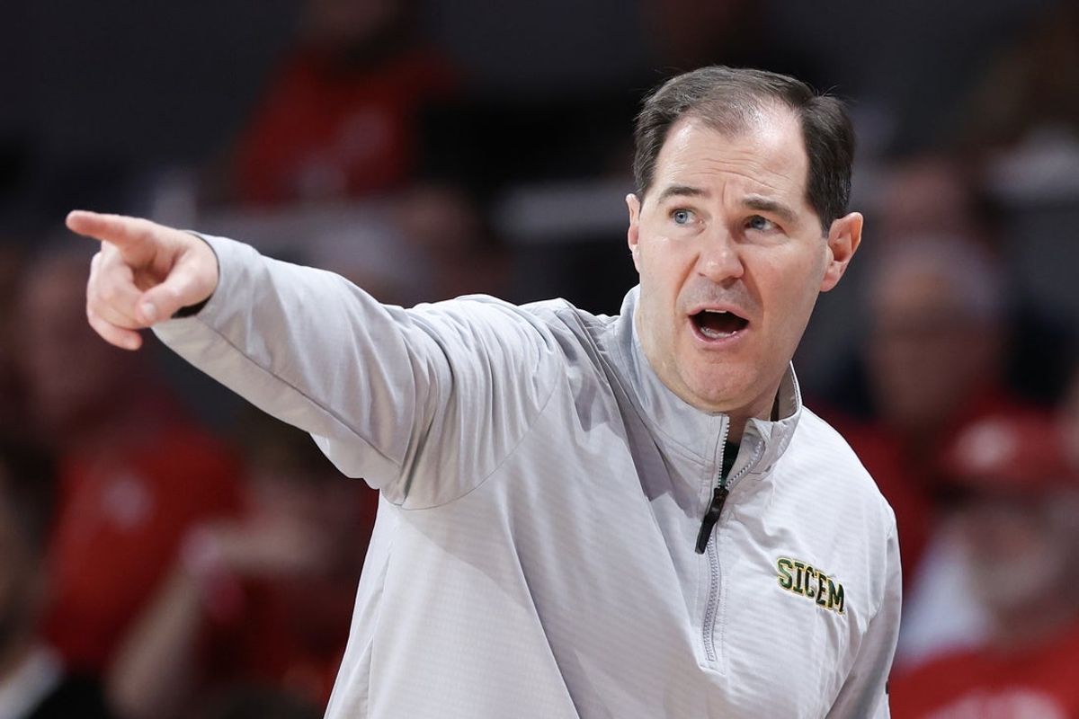 Mar 4, 2026; Houston, Texas, USA;  Baylor Bears head coach Scott Drew coaches against the Houston Cougars in the first half at Fertitta Center. Mandatory Credit: Thomas Shea-Imagn Images