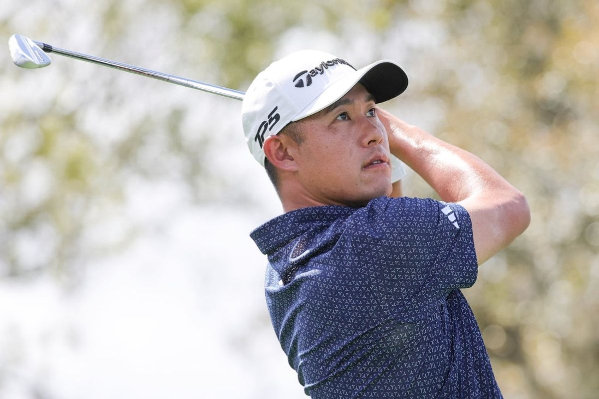 Mar 5, 2026; Orlando, Florida, USA;  Collin Morikawa plays his shot from the seventh tee during the first round of the Arnold Palmer Invitational golf tournament. Mandatory Credit: Reinhold Matay-Imagn Images