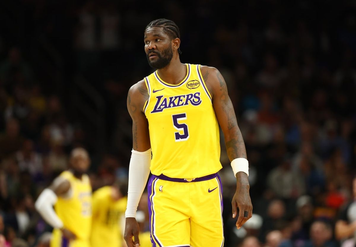 Feb 26, 2026; Phoenix, Arizona, USA; Los Angeles Lakers center Deandre Ayton (5) against the Phoenix Suns at Mortgage Matchup Center. Mandatory Credit: Mark J. Rebilas-Imagn Images