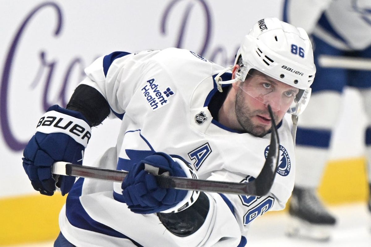 Mar 7, 2026; Toronto, Ontario, CAN;   Tampa Bay Lightning forward Nikita Kucherov (86) warms up before playing the Toronto Maple Leafs at Scotiabank Arena. Mandatory Credit: Dan Hamilton-Imagn Images