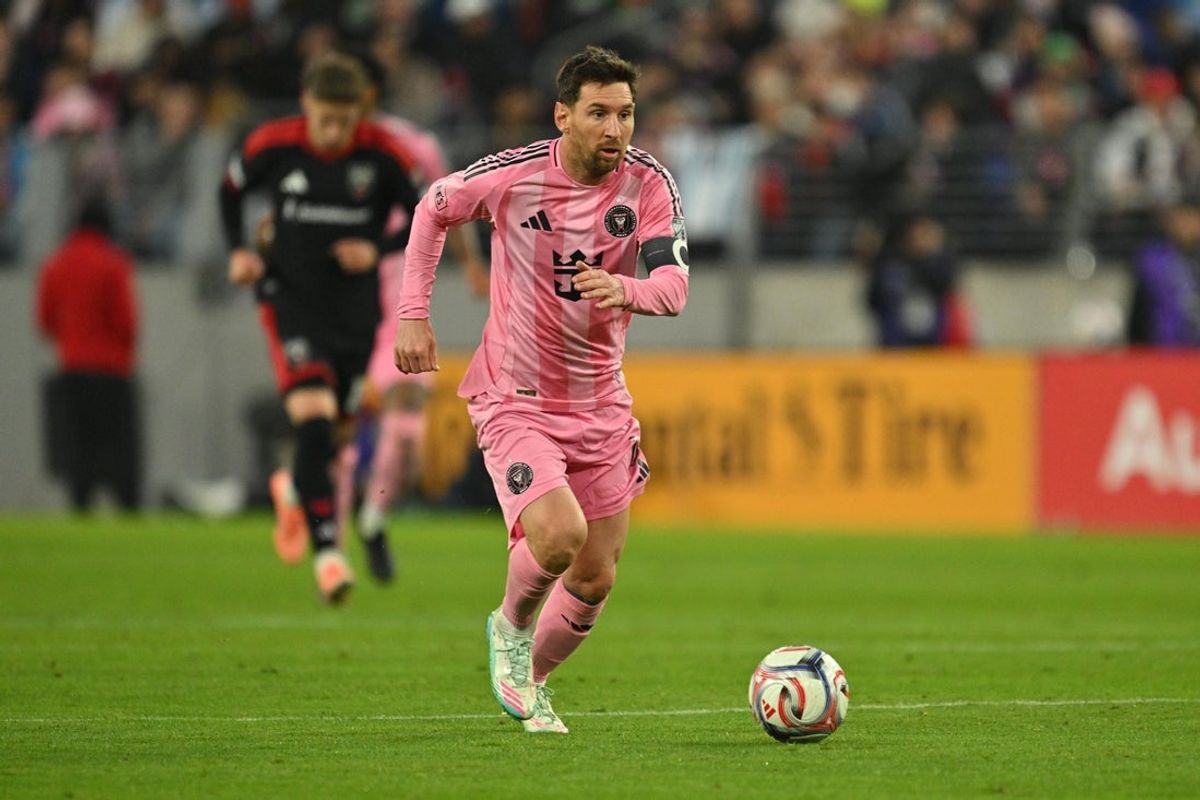 Mar 7, 2026; Baltimore, Maryland, USA;  Inter Miami CF forward Lionel Messi (10) controls the ball in the second half against DC United at M&T Bank Stadium. Mandatory Credit: Jamie Sabau-Imagn Images