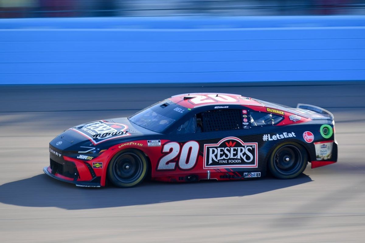 Mar 8, 2026; Avondale, Arizona, USA; Joe Gibbs Racing driver Christopher Bell (20) during the Straight Talk Wireless 500 at Phoenix Raceway. Mandatory Credit: Gary A. Vasquez-Imagn Images