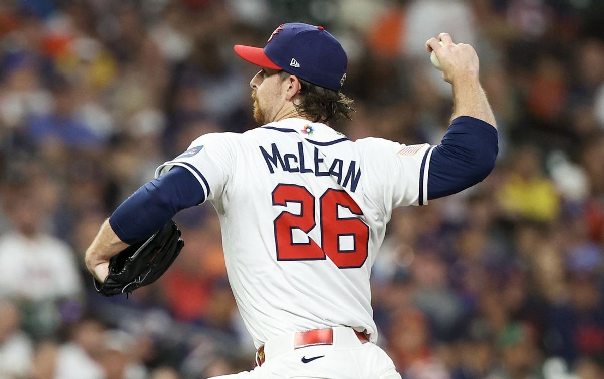 Mar 10, 2026; Houston, TX, United States;  United States starting pitcher Nolan McLean (26) pitches against Italy in the first inning at Daikin Park. Mandatory Credit: Thomas Shea-Imagn Images