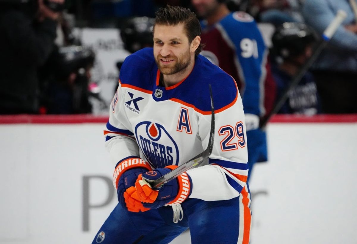 Mar 10, 2026; Denver, Colorado, USA; Edmonton Oilers center Leon Draisaitl (29) before the game against the Colorado Avalanche at Ball Arena. Mandatory Credit: Ron Chenoy-Imagn Images