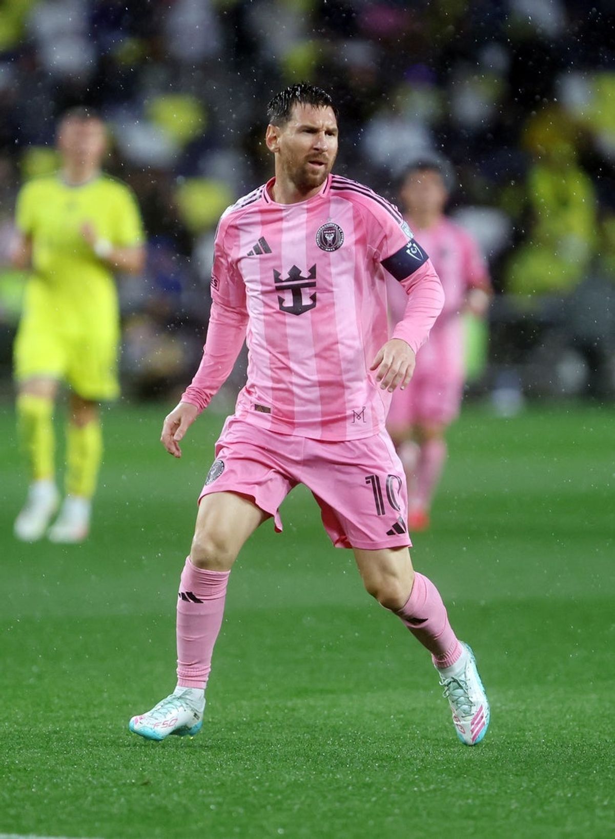 Mar 11, 2026; Nashville, Tennessee, USA; Inter Miami CF forward  Lionel Messi (10) looks for a pass during their 2026 Concacaf Champions Cup Round of 16 Leg 1 game against Nashville SC at GEODIS Park. Mandatory Credit: Alan Poizner-Imagn Images