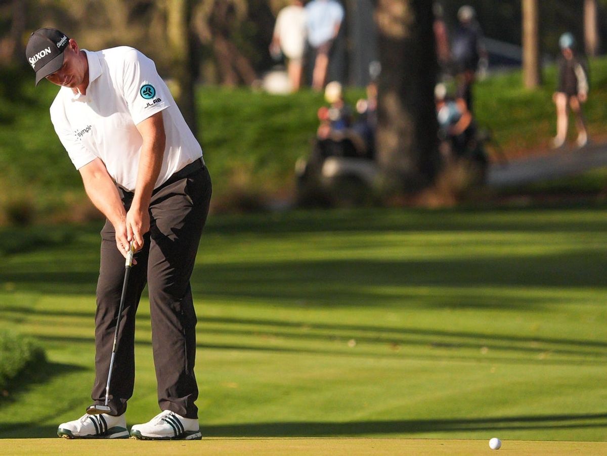 Sepp Straka putts on the on the 14th green during the first round of The Players Championship golf tournament at TPC Sawgrass, March 12, 2026 in Ponte Vedra Beach, Fla. March 12, 2026. [Doug Engle/Florida Times-Union]