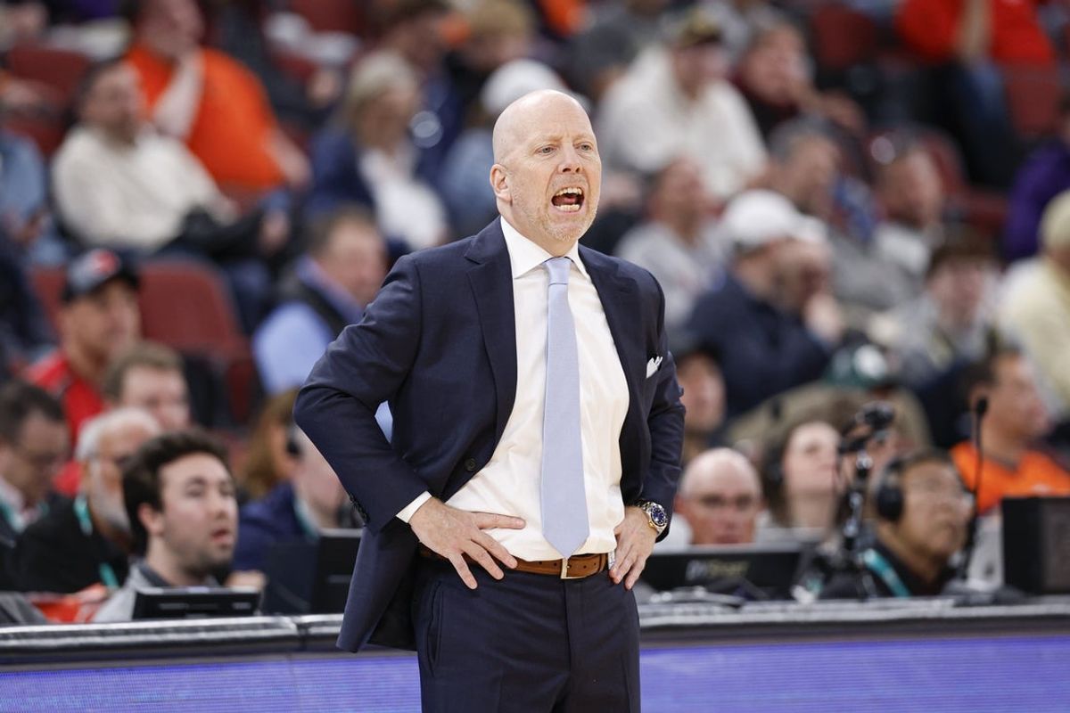 Mar 12, 2026; Chicago, IL, USA; UCLA Bruins head coach Mick Cronin directs his team against the Rutgers Scarlet Knights during the first half at United Center. Mandatory Credit: Kamil Krzaczynski-Imagn Images