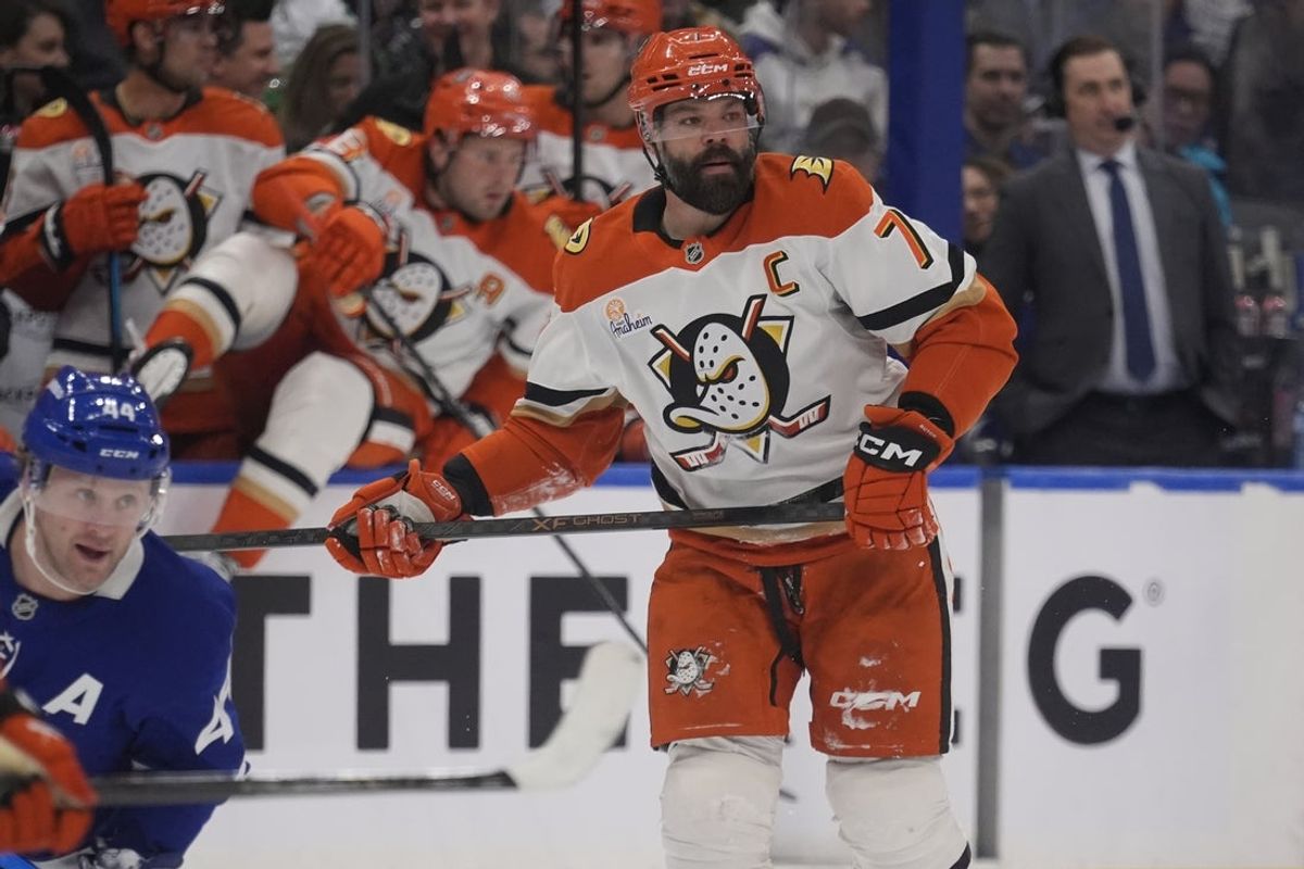 Mar 12, 2026; Toronto, Ontario, CAN; Anaheim Ducks defenseman Radko Gudas (7) skates against the Toronto Maple Leafs during the first period at Scotiabank Arena. Mandatory Credit: John E. Sokolowski-Imagn Images