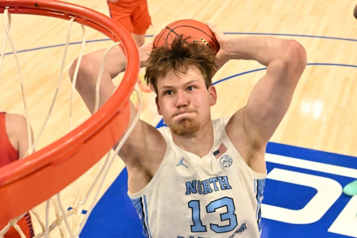Mar 12, 2026; Charlotte, NC, USA; North Carolina Tar Heels center Henri Veesaar (13) shoots in the second half at Spectrum Center. Mandatory Credit: Bob Donnan-Imagn Images