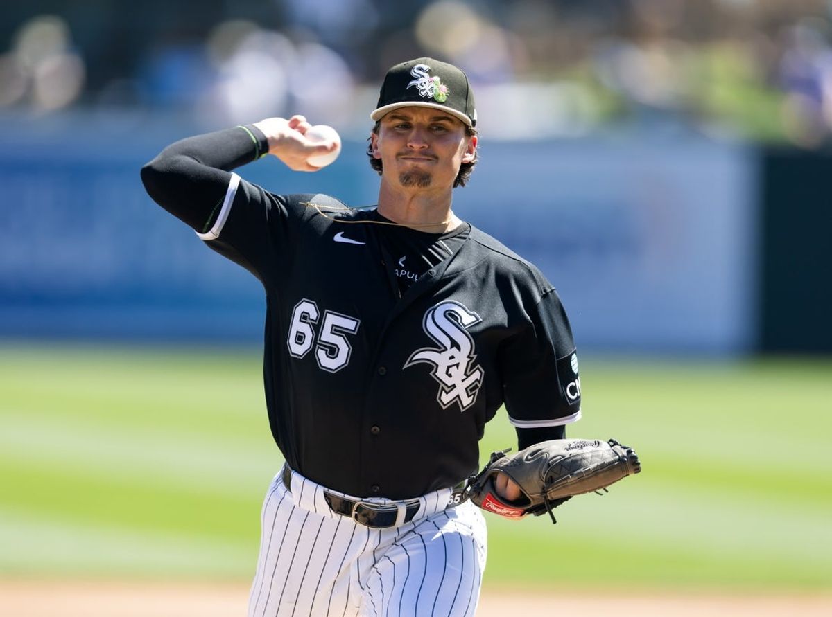 Mar 13, 2026; Phoenix, Arizona, USA; Chicago White Sox pitcher Davis Martin against the Chicago Cubs during a spring training game at Camelback Ranch-Glendale. Mandatory Credit: Mark J. Rebilas-Imagn Images