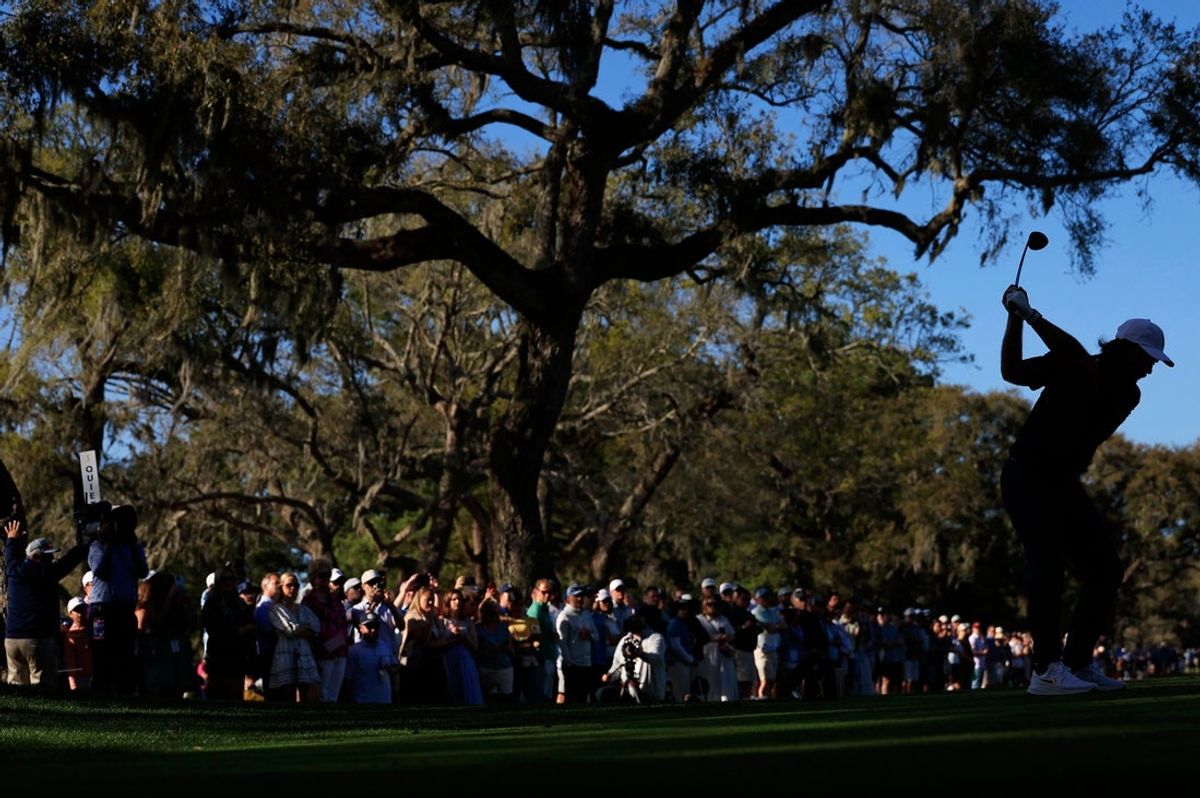 Tommy Fleetwood tees off on the 12th hole during the second round of The Players Championship PGA golf tournament at TPC Sawgrass, Friday, March 13, 2026, in Ponte Vedra Beach, Fla. [Corey Perrine/Florida Times-Union]