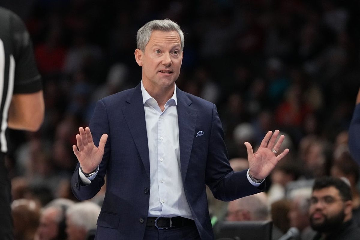 Mar 13, 2026; Charlotte, NC, USA; Virginia Cavaliers head coach Ryan Odom reacts in the second half at Spectrum Center. Mandatory Credit: Bob Donnan-Imagn Images