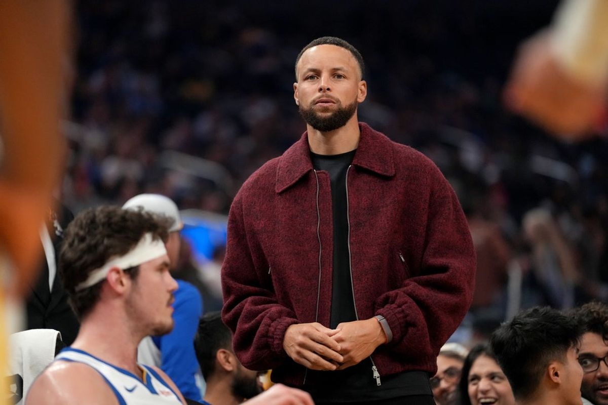 Mar 13, 2026; San Francisco, California, USA; Golden State Warriors guard Stephen Curry (30) stands near the team bench during a timeout against the Minnesota Timberwolves in the first quarter at the Chase Center. Mandatory Credit: Cary Edmondson-Imagn Images