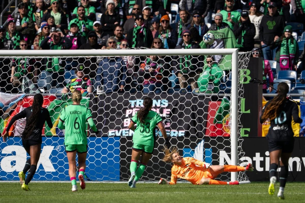 Mar 14, 2026; Foxborough, Massachusetts, USA; Boston Legacy FC goalkeeper Casey Murphy (1) makes a save during the second half of the game against NY/NJ Gotham FC at Gillette Stadium. Mandatory Credit: Natalie Reid-Imagn Images
