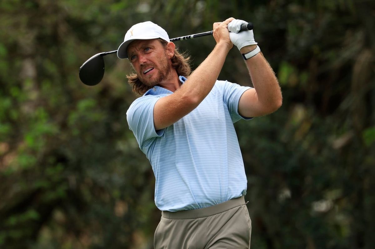 Tommy Fleetwood tees off on the fifth hole during the third round of The Players Championship PGA golf tournament at TPC Sawgrass, Saturday, March 14, 2026, in Ponte Vedra Beach, Fla. [Corey Perrine/Florida Times-Union]