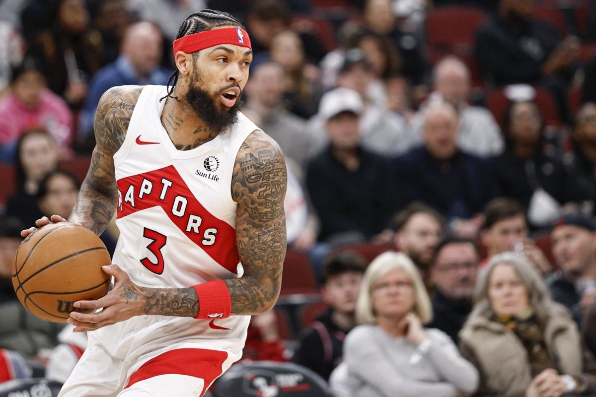 Mar 18, 2026; Chicago, Illinois, USA; Toronto Raptors forward Brandon Ingram (3) looks to pass the ball against the Chicago Bulls during the first half at United Center. Mandatory Credit: Kamil Krzaczynski-Imagn Images