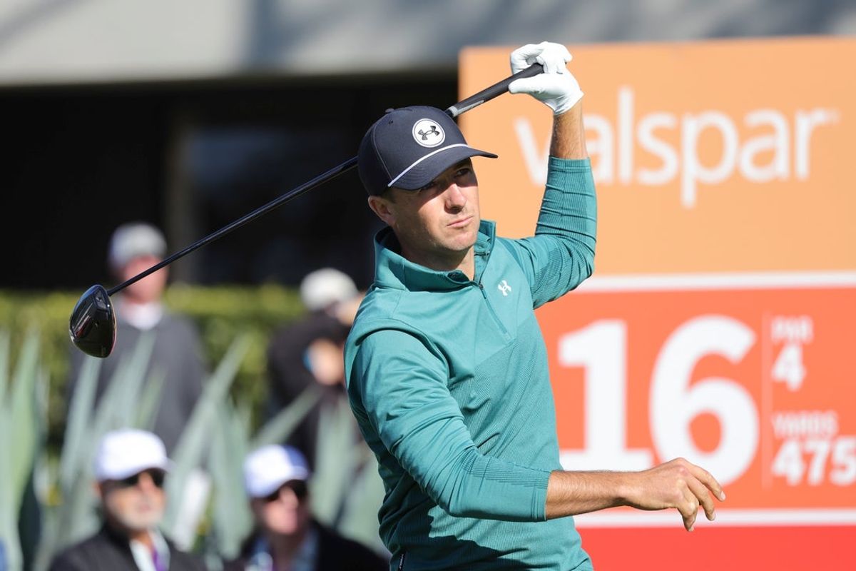 Mar 20, 2026; Palm Harbor, Florida, USA;  Jordan Spieth during the second round of the Valspar Championship golf tournament. Mandatory Credit: Reinhold Matay-Imagn Images