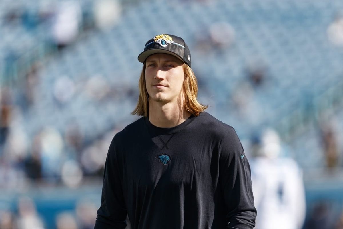 Dec 31, 2023; Jacksonville, Florida, USA; Jacksonville Jaguars quarterback Trevor Lawrence (16) before the game against the Carolina Panthers at EverBank Stadium.