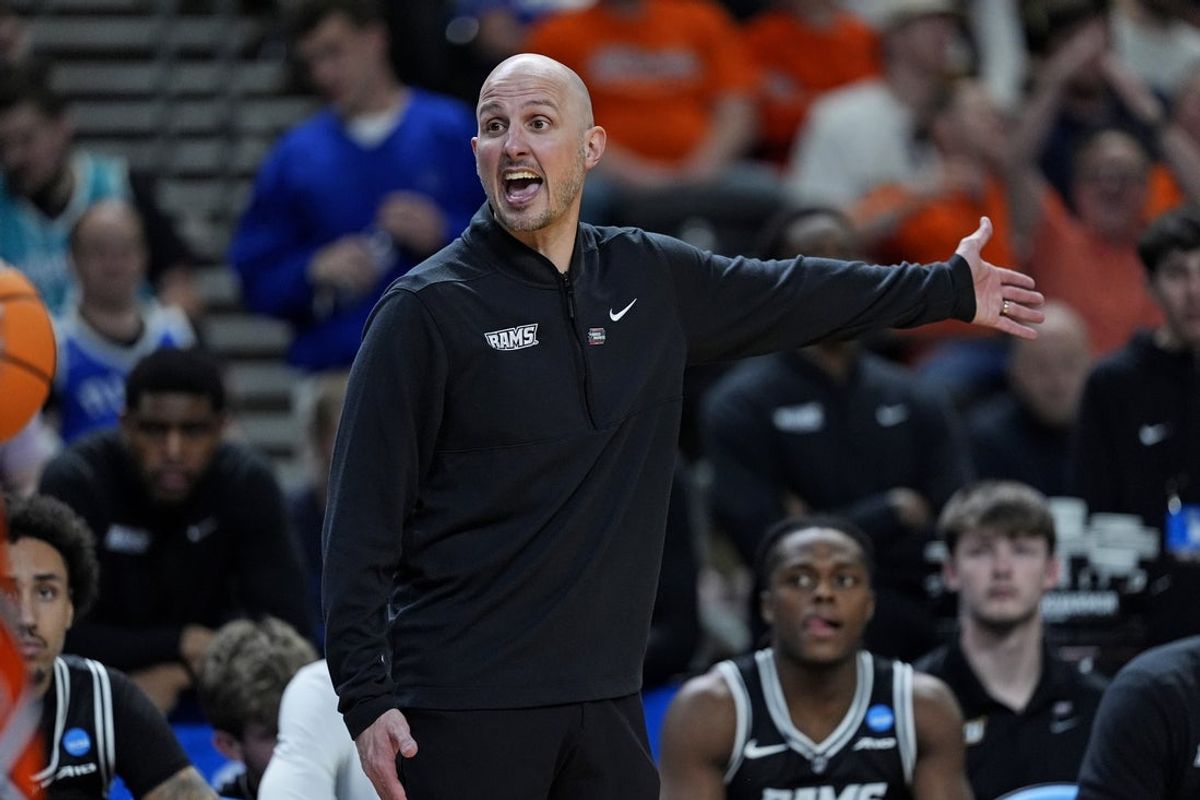 Mar 21, 2026; Greenville, SC, USA; VCU Rams head coach Phil Martelli Jr. reacts during the second half against the Illinois Fighting Illini during a second round game of the men's 2026 NCAA Tournament at Bon Secours Wellness Arena. Mandatory Credit: Jim Dedmon-Imagn Images